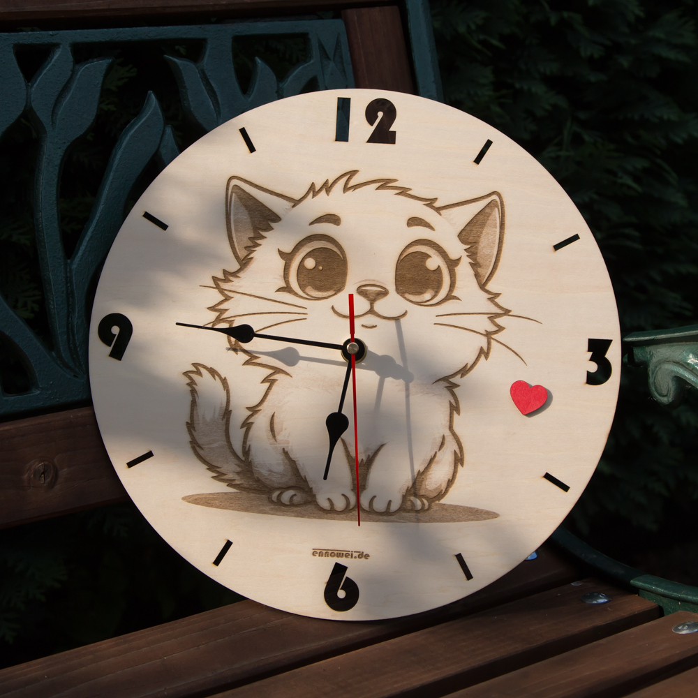 Holzuhr Modell Katze_04